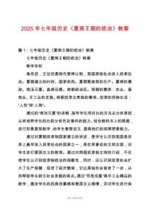 2025年七年級歷史《夏商王朝的統治》教案