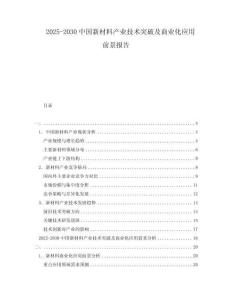 2025-2030中國新材料產業技術突破及商業化應用前景報告