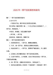 2025年一言不發(fā)的意思和造句