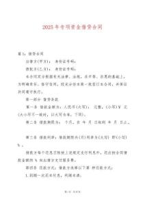 2025年專項資金借貸合同