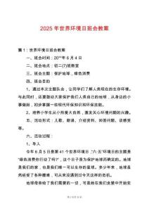 2025年世界環(huán)境日班會教案