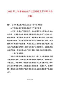 2025年上半年漁業生產狀況總結及下半年工作支配