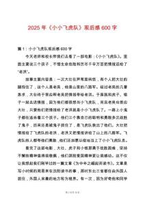 2025年《小小飛虎隊》觀后感600字
