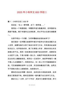 2025年小傳作文600字初二
