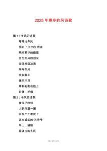 2025年寒冬的風詩歌