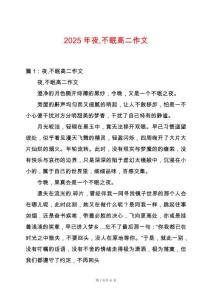 2025年夜不眠高二作文