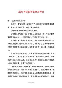 2025年發財樹的特點作文