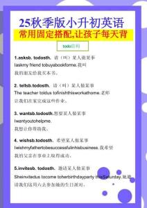 【2025秋新版】小升初英語常用固定搭配