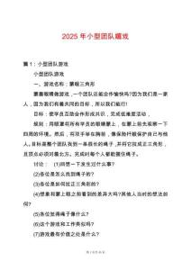 2025年小型團隊嬉戲