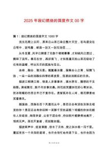 2025年寂幻燃燒的國度作文00字