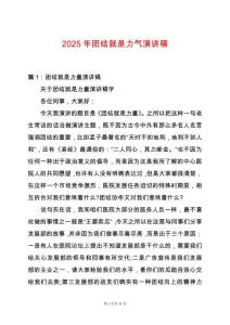 2025年團結就是力氣演講稿