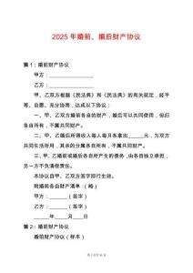 2025年婚前、婚后財產協議