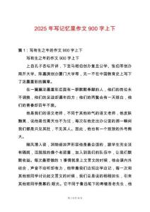 2025年寫記憶里作文900字上下