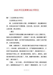 2025年又見哥哥850字作文