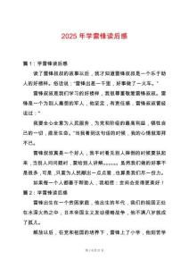 2025年學(xué)雷鋒讀后感