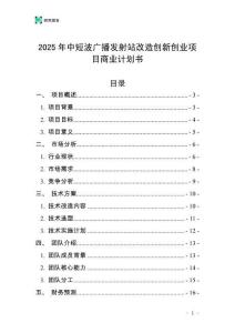 2025年中短波廣播發射站改造創新創業項目商業計劃書