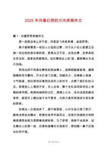 2025年向著幻想的方向奔跑作文