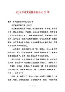 2025年冬天的隱私的作文00字