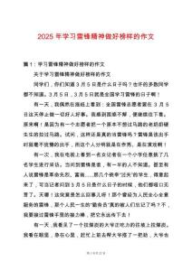 2025年學習雷鋒精神做好榜樣的作文