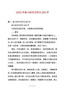2025年奮斗的印記作文800字