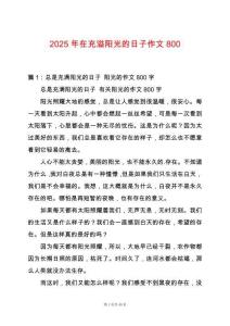 2025年在充溢陽光的日子作文800