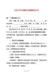 2025年夫妻協議離婚協議書