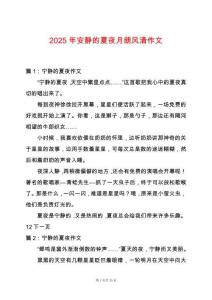 2025年安靜的夏夜月朗風清作文