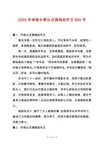 2025年孝敬長輩從點滴做起作文600字