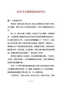2025年古城西安的戲會作文