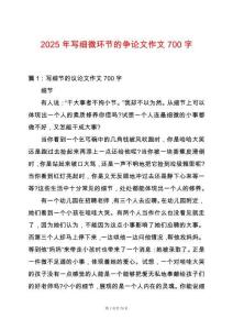 2025年寫細微環節的爭論文作文700字
