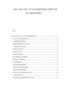 2025-2030中國(guó)工業(yè)氣體市場(chǎng)供需格局與特種氣體進(jìn)口替代研究報(bào)告