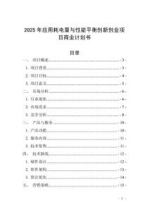 2025年應用耗電量與性能平衡創新創業項目商業計劃書