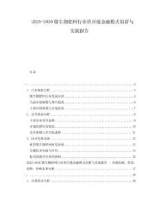 2025-2030微生物肥料行業(yè)供應(yīng)鏈金融模式創(chuàng)新與實(shí)踐報(bào)告