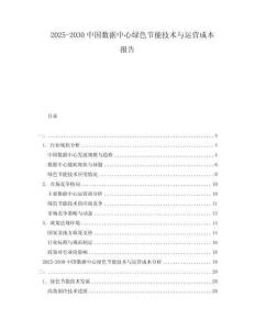 2025-2030中國數據中心綠色節能技術與運營成本報告