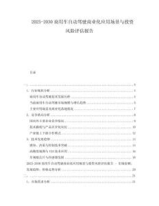2025-2030商用車自動駕駛商業化應用場景與投資風險評估報告