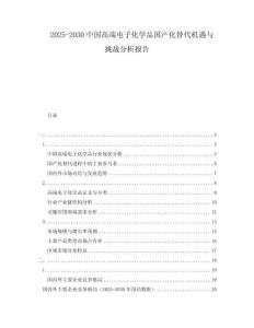 2025-2030中國(guó)高端電子化學(xué)品國(guó)產(chǎn)化替代機(jī)遇與挑戰(zhàn)分析報(bào)告