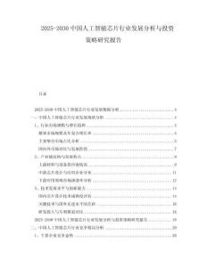 2025-2030中國人工智能芯片行業發展分析與投資策略研究報告