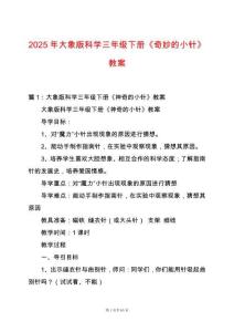 2025年大象版科學(xué)三年級(jí)下冊(cè)《奇妙的小針》教案