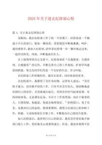 2025年關(guān)于進(jìn)去紀(jì)律部心得