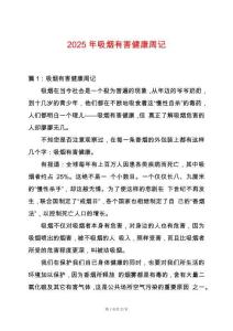 2025年吸煙有害健康周記