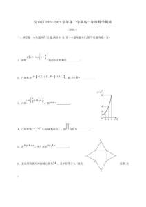 上海寶山區2024_2025學年高一下冊數冊末區統考檢測試卷
