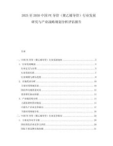 2025至2030中國PE導(dǎo)管（聚乙烯導(dǎo)管）行業(yè)發(fā)展研究與產(chǎn)業(yè)戰(zhàn)略規(guī)劃分析評估報告