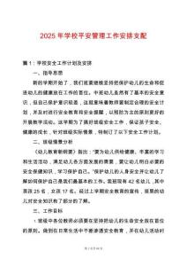 2025年學校平安管理工作安排支配