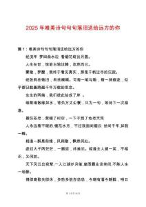 2025年唯美詩句句句落淚送給遠方的你