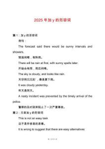2025年加y的形容詞