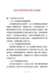 2025年初中團(tuán)支書的工作安排