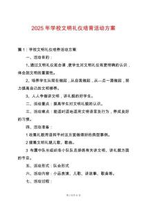 2025年學校文明禮儀培育活動方案