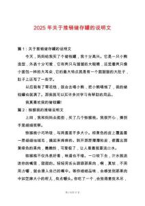 2025年關(guān)于推銷儲存罐的說明文