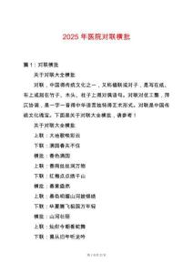 2025年醫院對聯橫批