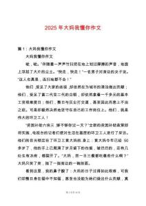 2025年大媽我懂你作文